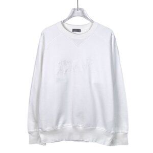 Dior White Embroidered Logo Cotton Long-Sleeved Round-Neck Sweatshirt M